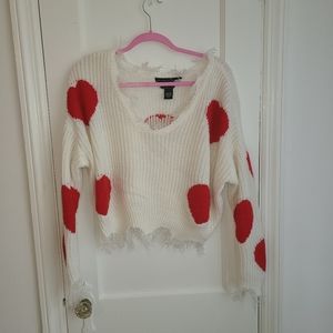 Distressed heart sweater